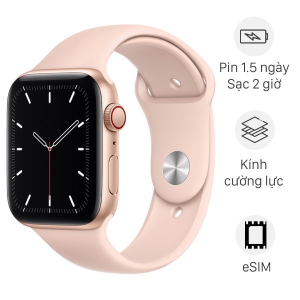 Apple Watch SE LTE 44mm viền nhôm dây silicone màu hồng