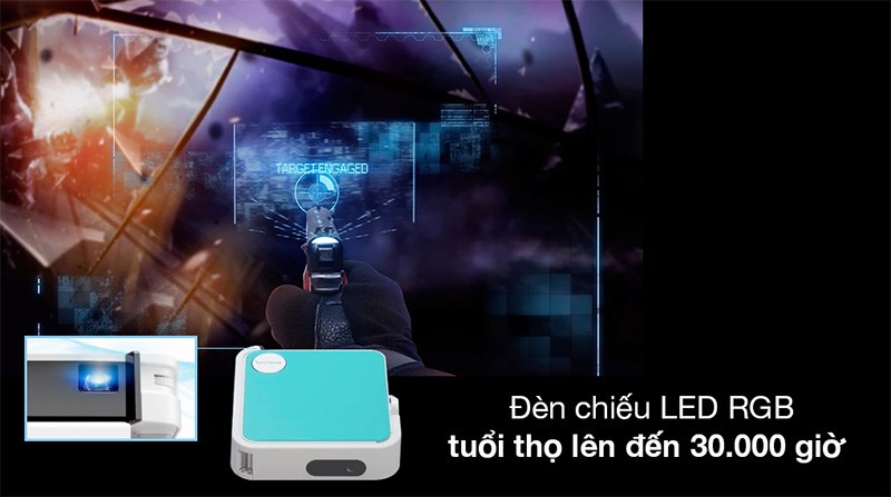 Máy chiếu sử dụng cộng nghệ đèn LED RGB hiện đại có độ bền tốt Máy chiếu sử dụng cộng nghệ đèn LED RGB hiện đại có độ bền tốt