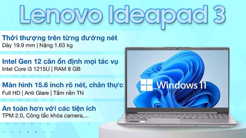 Laptop Lenovo Ideapad 3 15IAU7 hiệu năng đỉnh, trải nghiệm mượt mà Laptop Lenovo Ideapad 3 15IAU7 hiệu năng đỉnh, trải nghiệm mượt mà