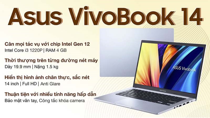 Laptop Asus Vivobook 14 thiết kế thời thượng, hiệu năng tối ưu Laptop Asus Vivobook 14 thiết kế thời thượng, hiệu năng tối ưu