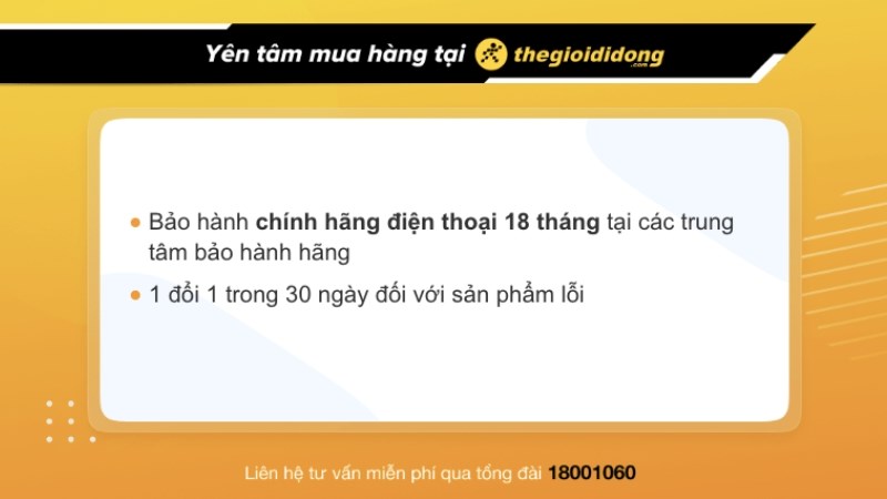Chính sách bảo hành điện thoại tại TGDĐ Chính sách bảo hành điện thoại tại TGDĐ