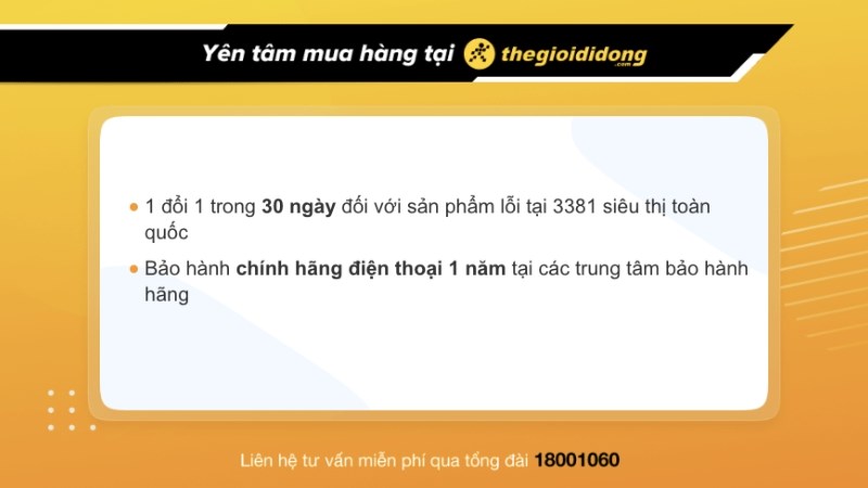 Chính sách bảo hành điện thoại tại TGDĐ