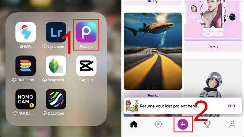 Khởi động ứng dụng Picsart Khởi động ứng dụng Picsart