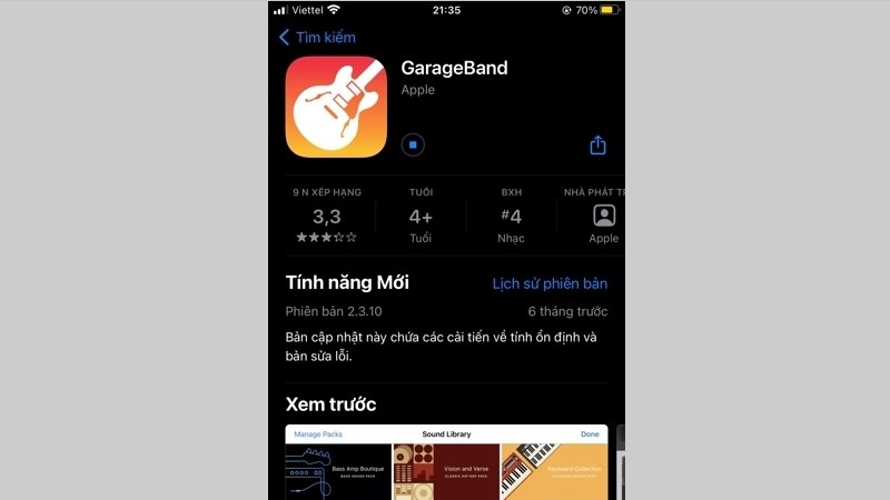 Tải ứng dụng GarageBand trên App Store về iPhone