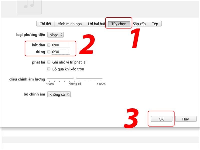 Cắt nhạc thành đoạn 30 giây như hình