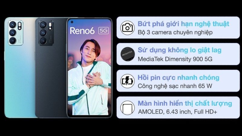 OPPO Reno6 với hiệu suất chip Dimension 900 5G ổn định