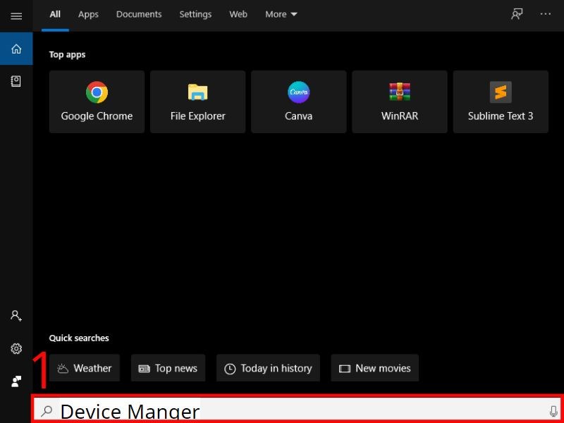 Gõ tìm từ khoá Device Manger