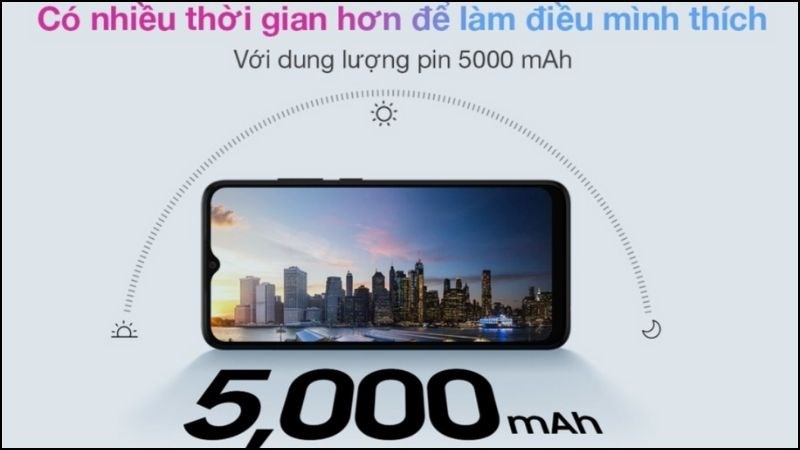 Dung lượng pin 5000mAh mang lại thời gian sử dụng dài