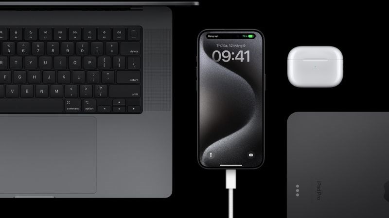 Tương tự như iPhone 15, dòng Pro cũng được trang bị cổng sạc USB-C Tương tự như iPhone 15, dòng Pro cũng được trang bị cổng sạc USB-C