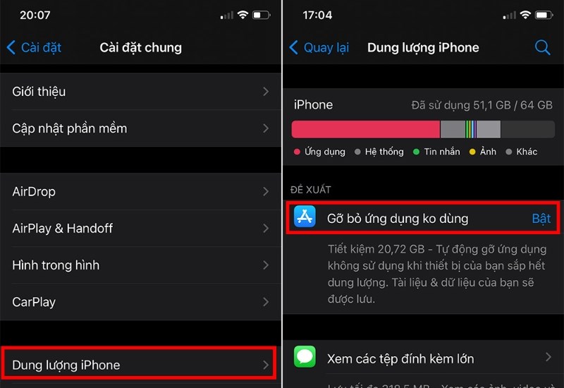 Sử dụng tính năng Offload Unused Apps trên iPhone theo cách tự động