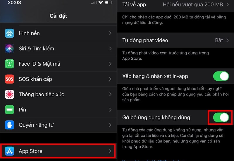 Thực hiện như hướng dẫn để tắt tính năng tự xoá ứng dụng trên iPhone 