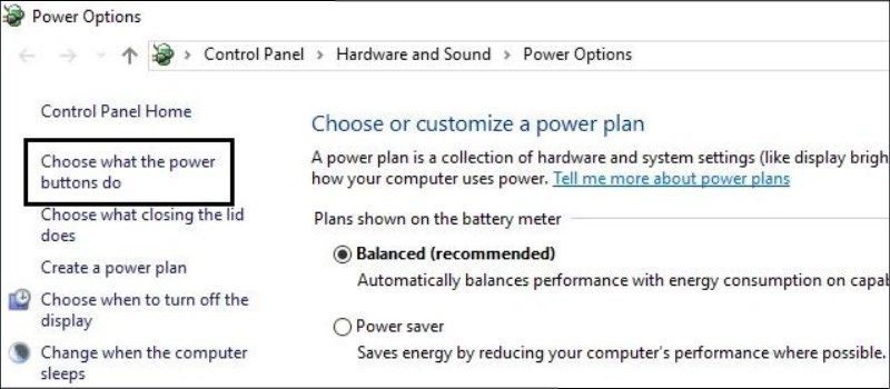 Chọn Chọn Choose what the power buttons do