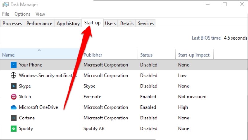 Trong Startup của Task Manager > chọn mỗi mục khởi động > chọn Disable Trong Startup của Task Manager > chọn mỗi mục khởi động > chọn Disable