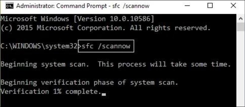 Nhập lệnh “SFC /scannow” > bấm Enter để chạy SFC Nhập lệnh “SFC /scannow” > bấm Enter để chạy SFC