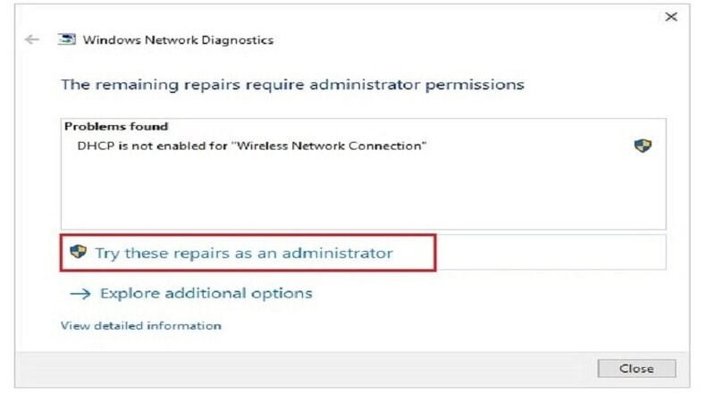 Chọn Try This Repairs as an Administrator để sửa lỗi