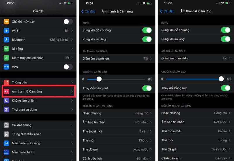 Dùng các nút bên cạnh trái iPhone để tăng âm lượng hết cỡ và kiểm tra loa Dùng các nút bên cạnh trái iPhone để tăng âm lượng hết cỡ và kiểm tra loa