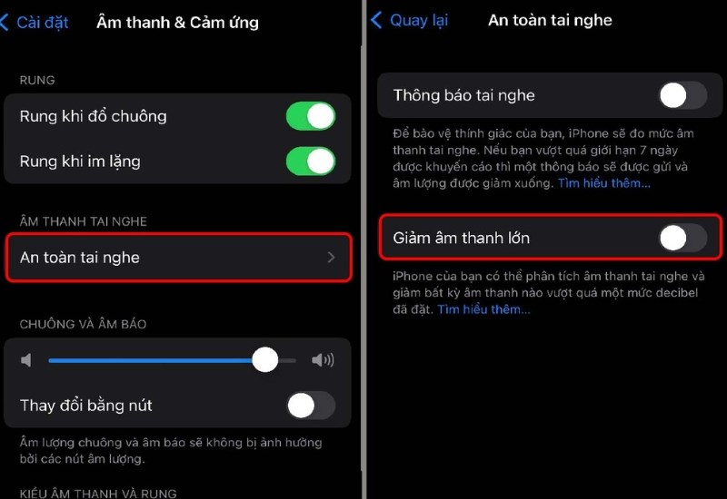 Tắt chế độ giảm âm thanh lớn trên iPhone để khắc phục loa bị nhỏ Tắt chế độ giảm âm thanh lớn trên iPhone để khắc phục loa bị nhỏ
