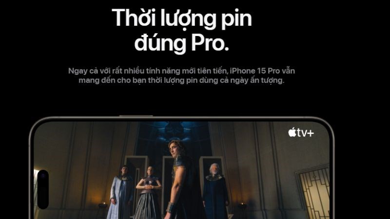 iPhone 15 Pro được trang bị viên pin đáp ứng nhu cầu sử dụng 1 ngày