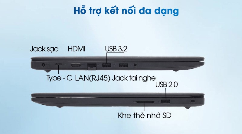 Laptop Dell Vostro 3500 cũng được trang bị các cổng kết nối hiện đại 