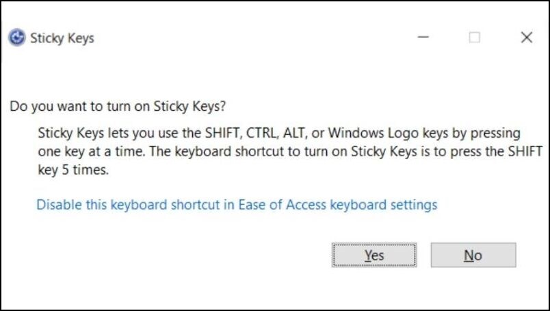 Cách bật và tắt Sticky Keys bằng cách sử dụng phím tắt