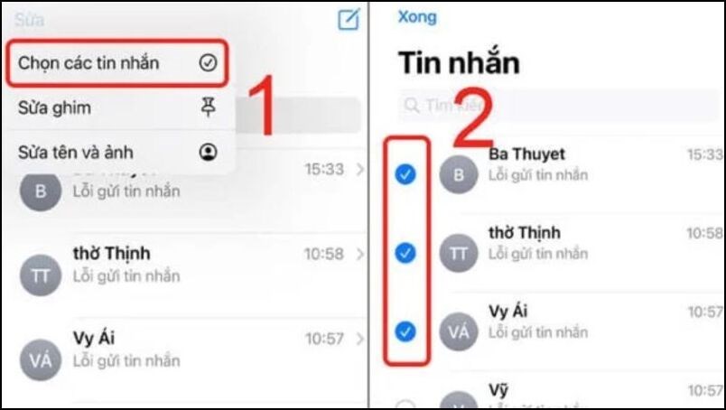 Chọn tin nhắn muốn xóa và nhấn Xóa ở cuối màn hình