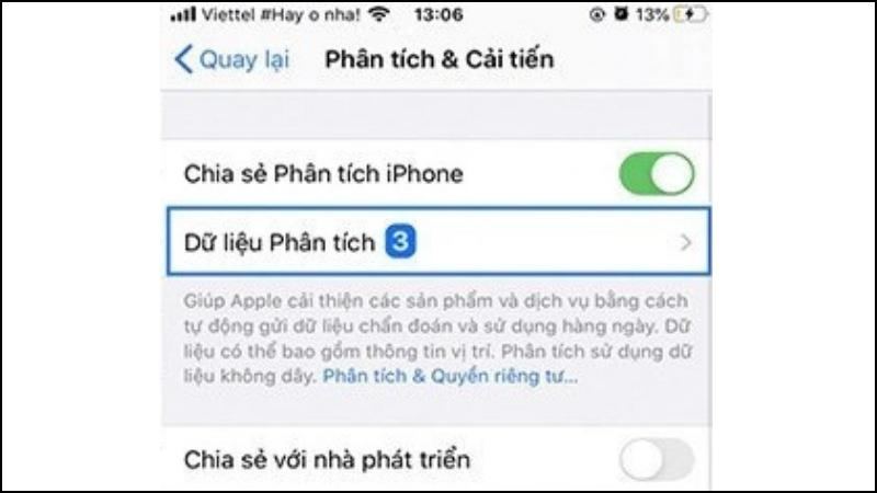 Chọn Phân tích dữ liệu