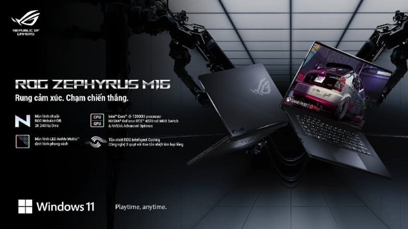 Asus Gaming ROG Zephyrus M16 GU604VI i9 sở hữu G-Sync giúp giảm thiểu hiện tượng rách màn hình