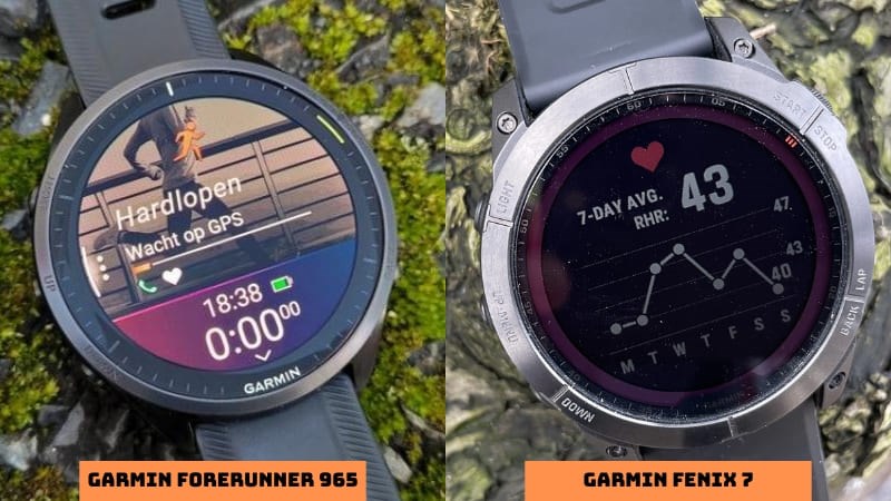 Forerunner 965 có khung viền bằng Titanium còn Fenix 7 có khung viền bằng Khung Polyme