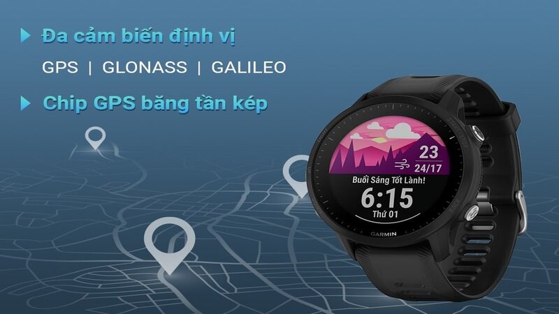 Forerunner 265 Music và 955 có tới 3 hệ thống định vị