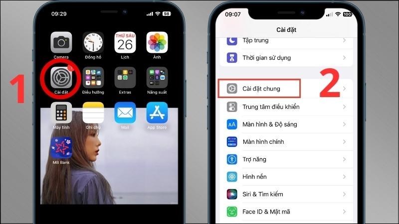 Mở Cài đặt > Chọn Cài đặt chung Mở Cài đặt > Chọn Cài đặt chung