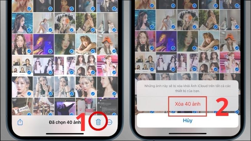 Nhấn vào biểu tượng thùng rác bên tay phải > Chọn Xóa ảnh Nhấn vào biểu tượng thùng rác bên tay phải > Chọn Xóa ảnh