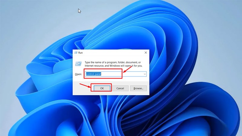 Nhấn tổ hợp phím Windows + R > Nhập Control Panel > Chọn OK 