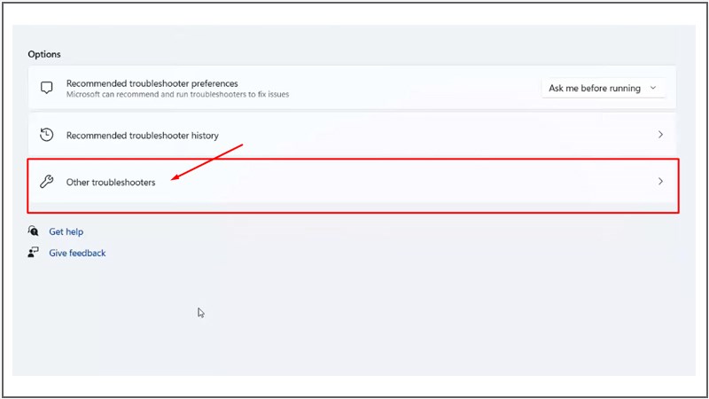 Nhấp vào Other Troubleshooters khắc phục sự cố bổ sung 