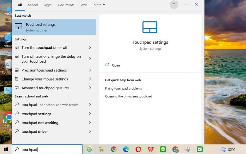 Gõ tìm kiếm touchpad Gõ tìm kiếm touchpad