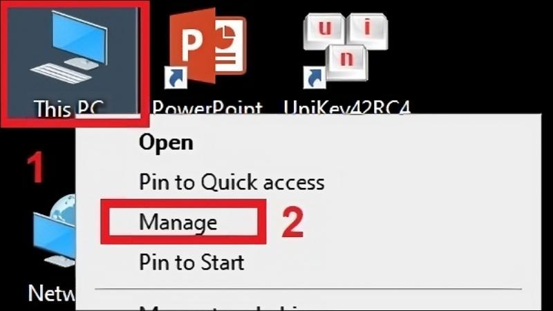 Truy cập vào This PC > Chọn Manage