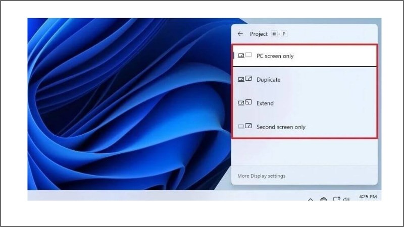 Nhấn Windows + P để mở tùy chọn chế độ hiển thị Nhấn Windows + P để mở tùy chọn chế độ hiển thị