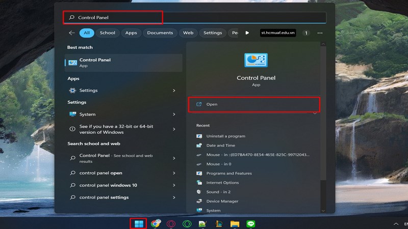Mở hộp thoại Control Panel Mở hộp thoại Control Panel