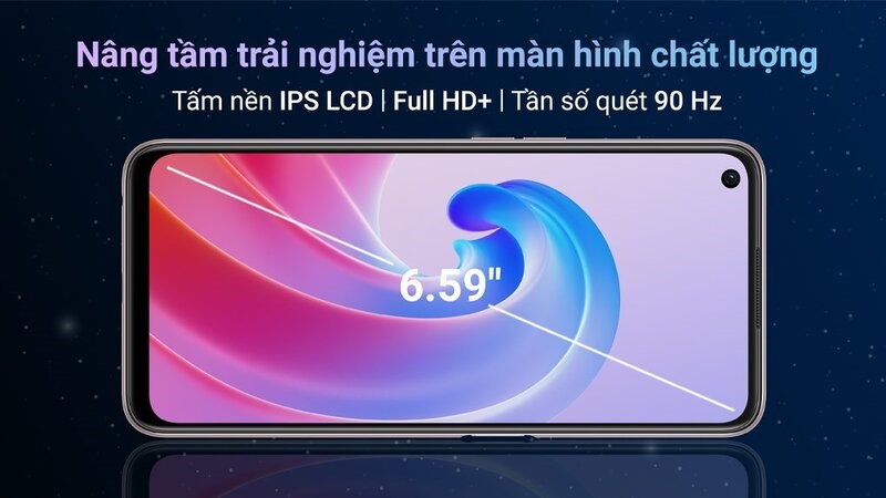 Không gian màn hình OPPO A96 rộng rãi, hiển thị rõ nét Không gian màn hình OPPO A96 rộng rãi, hiển thị rõ nét