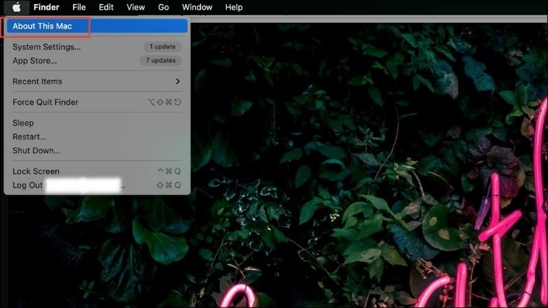 Nhấp vào mục About this Mac logo Apple > Chọn About This Mac