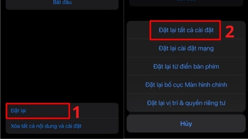 Chọn Chọn Đặt lại tất cả cài đặt