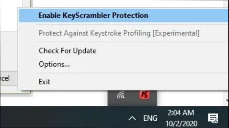 Từ khay hệ thống phía bên phải, khởi chạy công cụ KeyScrambler