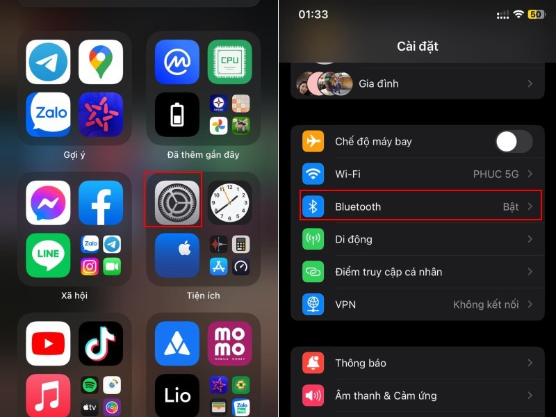 Truy cập vào Bluetooth