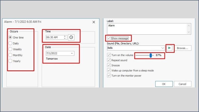 Tuỳ chỉnh báo thức trực tiếp trên giao diện ứng dụng Free Alarm Clock