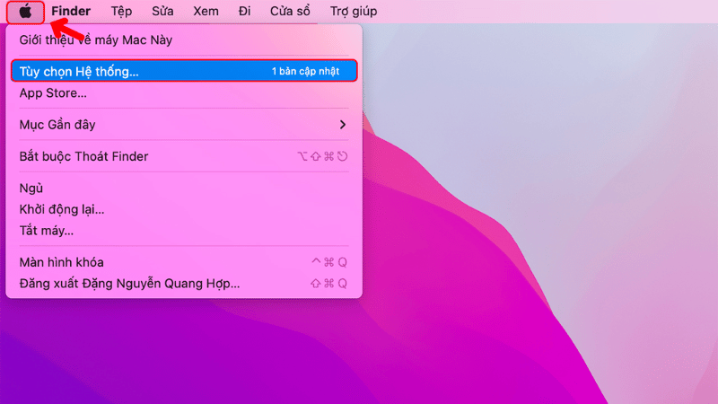 Vào Logo Apple > Mở Tùy chọn hệ thống
