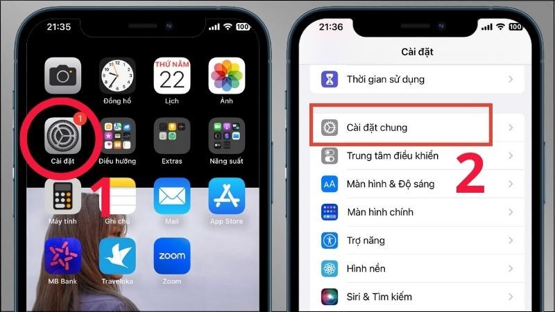 Vào Cài đặt > Chọn Cài đặt chung Vào Cài đặt > Chọn Cài đặt chung