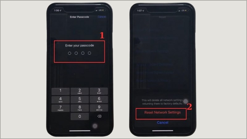 Nhập mật khẩu iPhone của bạn > Xác nhận Reset Network Settings (Đặt lại cài đặt mạng) Nhập mật khẩu iPhone của bạn > Xác nhận Reset Network Settings (Đặt lại cài đặt mạng)