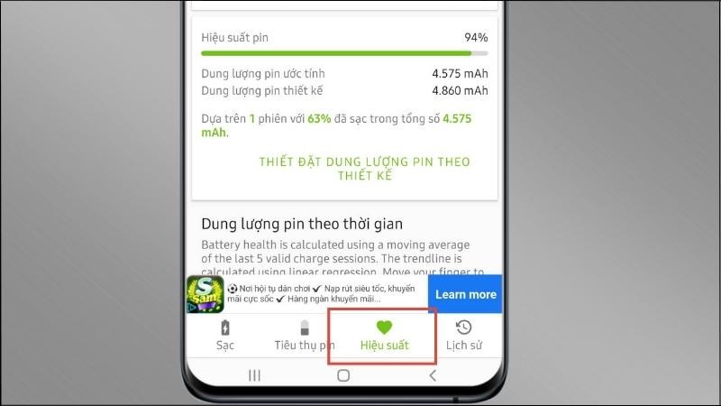 Mở ứng dụng > Nhấn vào tab Hiệu suất Mở ứng dụng > Nhấn vào tab Hiệu suất