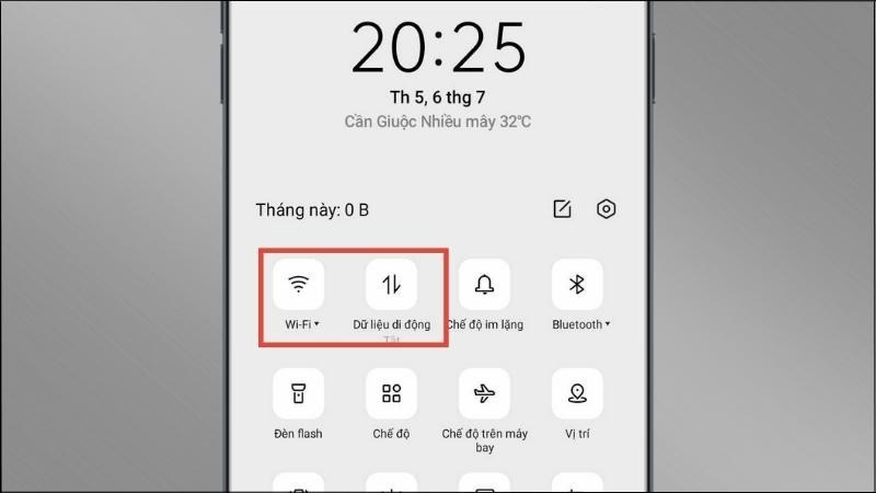 Tắt kết nối Wifi và dữ liệu di động 3G/4G/5G Tắt kết nối Wifi và dữ liệu di động 3G/4G/5G