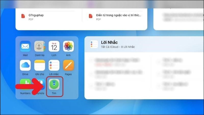 Truy cập mục Tìm (Find iPhone) Truy cập mục Tìm (Find iPhone)
