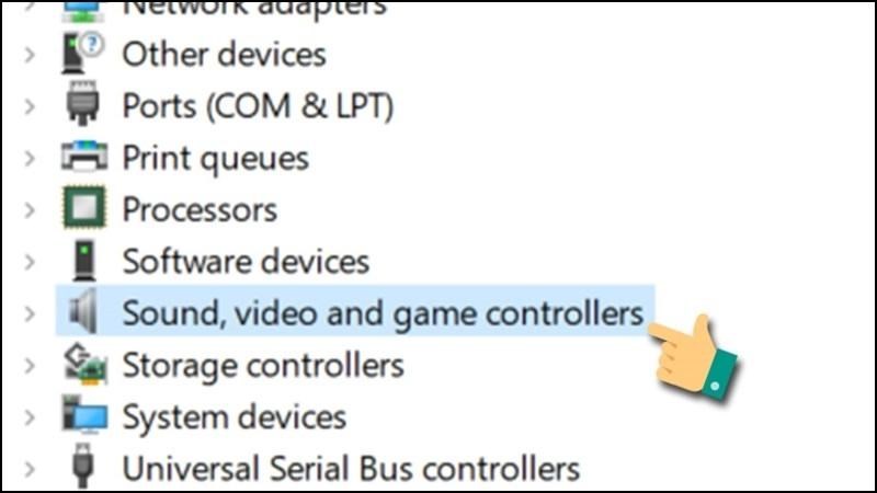 chọn mục Sound, video and game controllers chọn mục Sound, video and game controllers